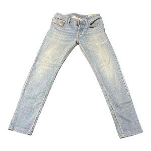 Diesel Sleenker Jeans Mens 29x28 Light Wash Slim Skinny Denim Stretch Blue